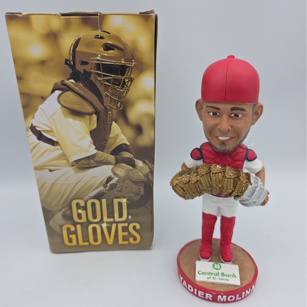 St Louis Cardinals 2015 Yadier Molina Gold and Platinum Gloves Bobblehead